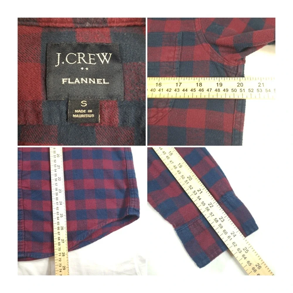 J. Crew Men's Plaid Shirt‎ Size S Blue/Burgundy Flannel Collared Button-Up